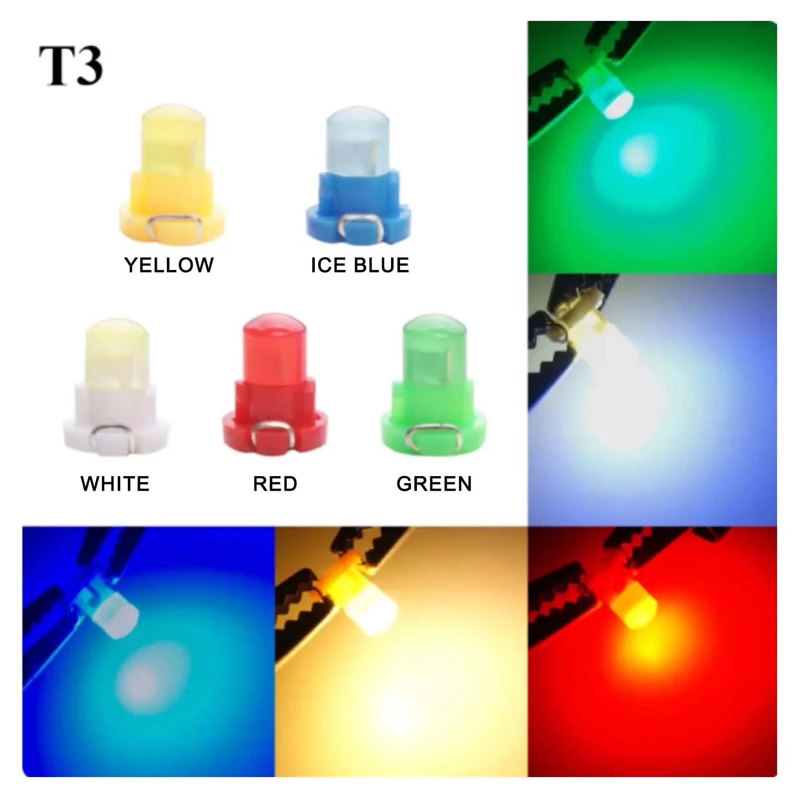 

10 Pcs T5 B8.5d T4.2 T3 Dashboard Light Bulbs For Car Instrument Cluster Guage Lamp Indicator Bulb White Yellow Iceblue 12V