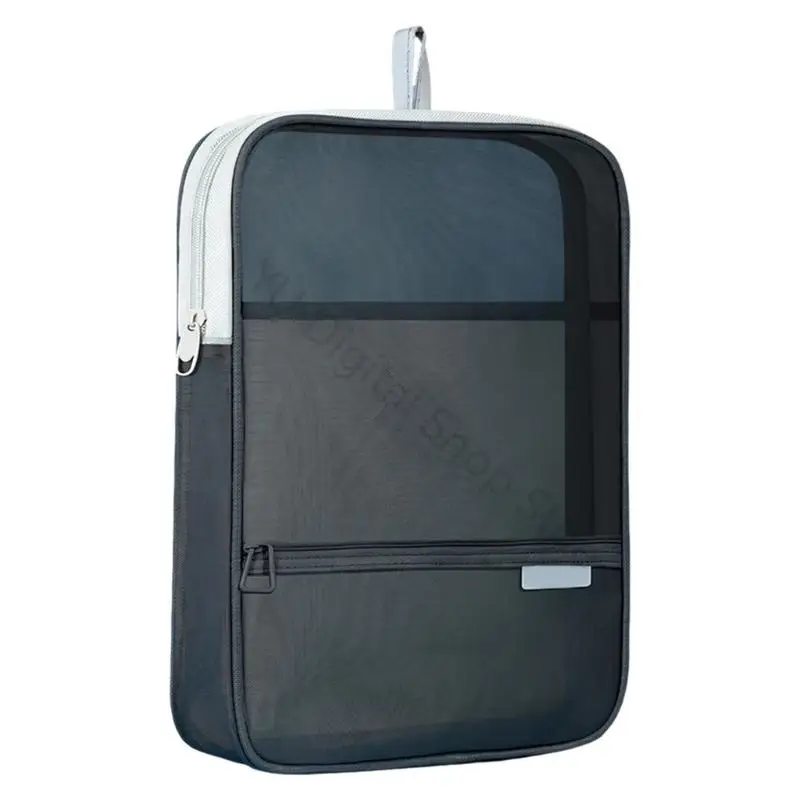 96BA Portable Transparent File Storage Bag with Handle and Front Pocket for Meeting Materials, Study Files and Office Use