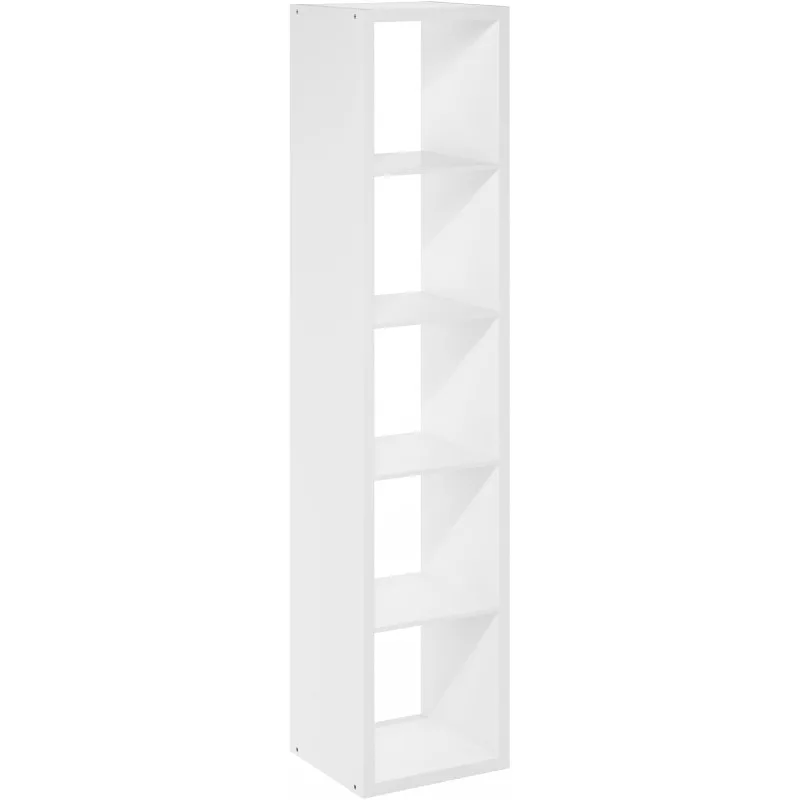 

Open Back Decorative Verticle Cube Storage Organizer, 5-Cube, White