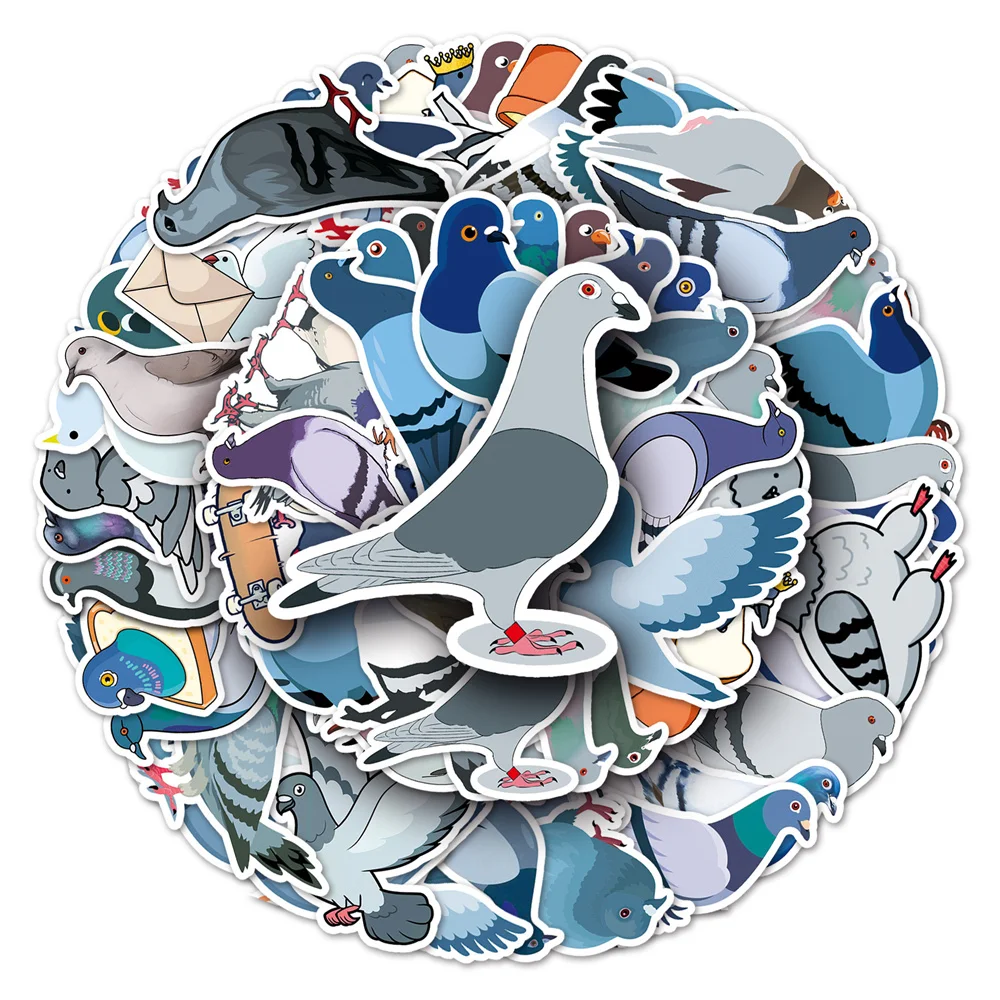 50pcs Cartoon Dove Pigeon Stickers Pack Guitar Suitcase Laptop Phone Scrapbook Peace Sticker DIY Journal Accessories