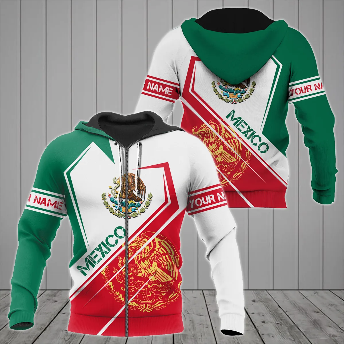 

Customize Name Mexico Gold Coat Of Arms 3D All Over Printed Fashion Men's Zipper Hoodie Unisex Casual Zip Hooded Pullover TDD184