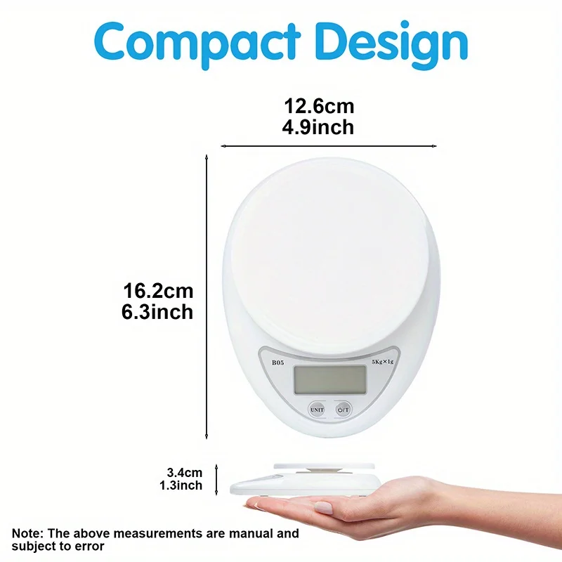 ميزان مطبخ رقمي 5 كجم، ميزان طعام دقيق مع شاشة LCD، فارغ، قاعدة غير قابلة للانزلاق، مقياس جرام/أونصة لمجوهرات الطبخ والخبز #5