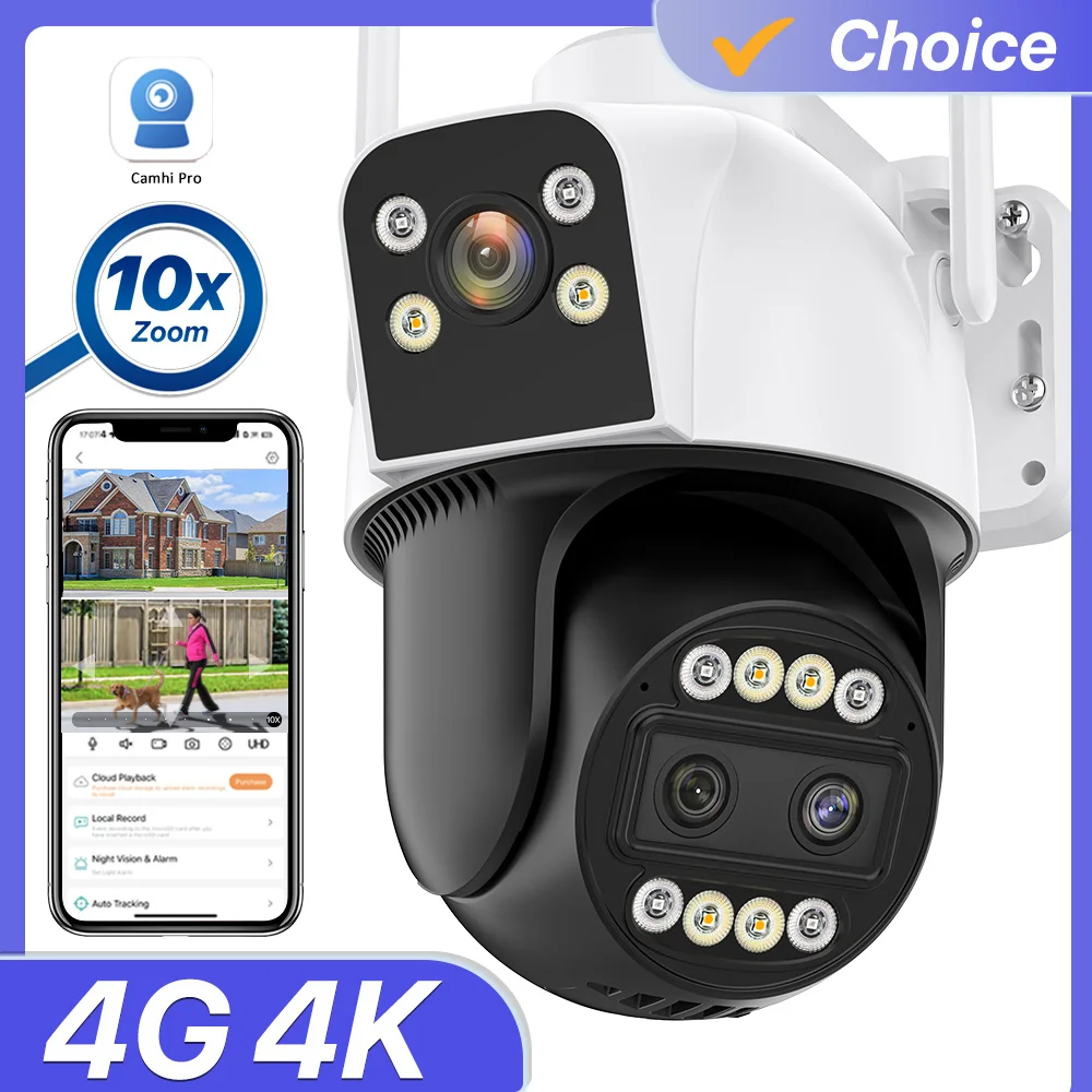 4G Wifi IP Camera With 10x Zoom 4K 6MP HD CCTV Security Camera Auto Tracking 2K IR Night Vision Video Surveillance P2P Camhi Pro