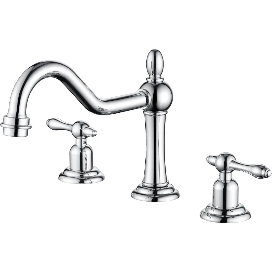 

8 Inch Widespread Bathroom Sink Faucet Chrome Finish 2 Handle 3 Hole Vanity Faucet Traditional Style