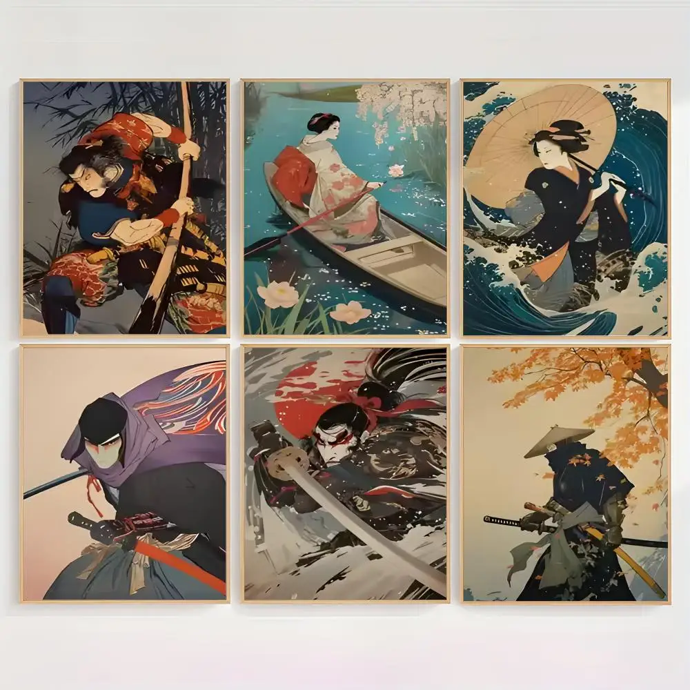 Painting Calligraphy  Classic Ukiyoe Retro Japanese Samurai Japanese Traditional Culture Poster Canvas Paintings Wall Art Pictur