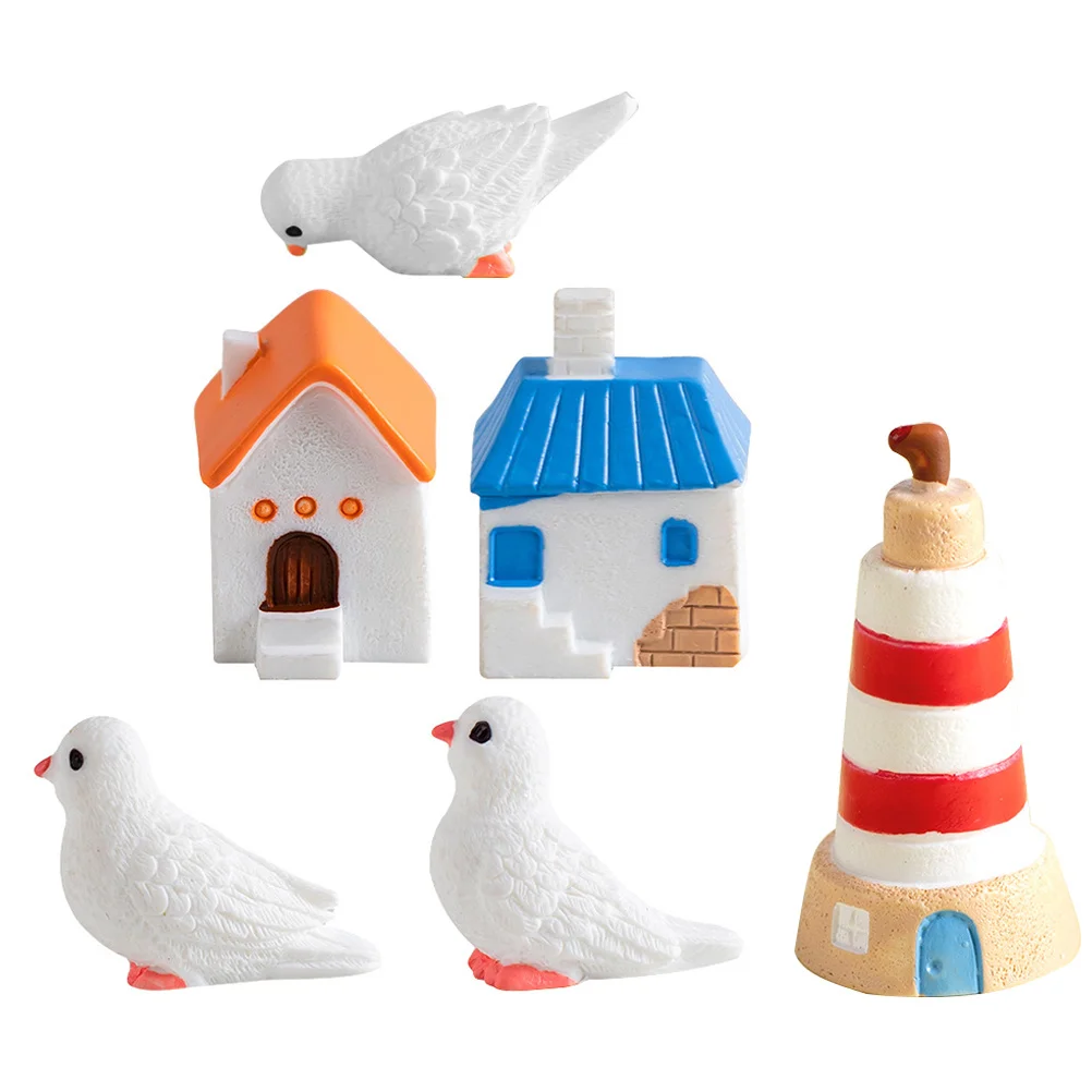 1 set di mini statua da giardino con piccione in resina per decorazioni per interni ed esterni, micro modelli di case paesaggistiche, decorazione da cortile, statua di piccione