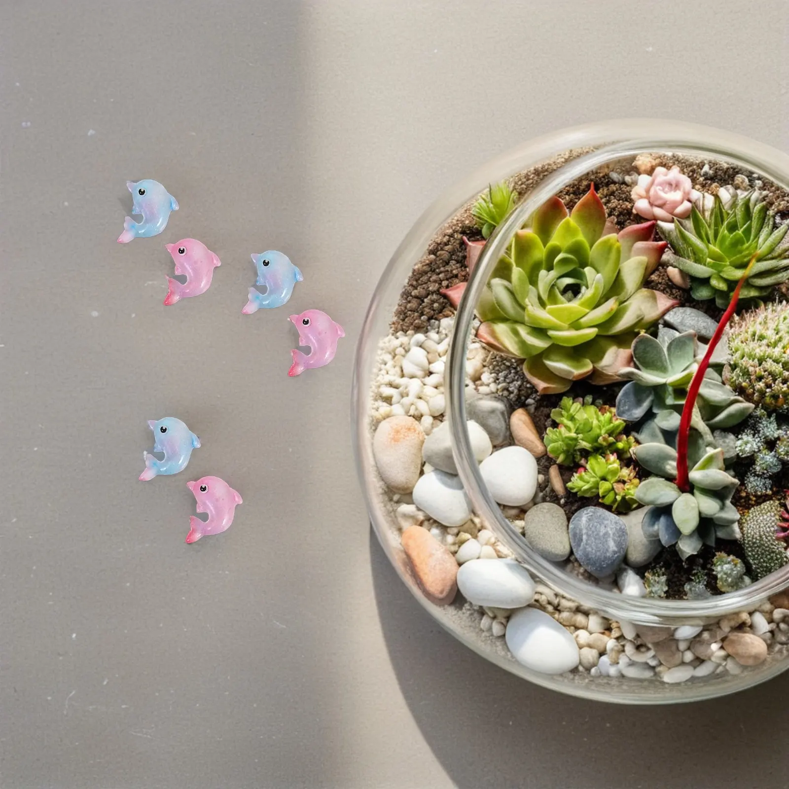 

200Pcs Tiny Resin Dolphins Realistic Miniature Sea Creatures Dollhouse Fairy Garden Decor Mini Ocean Resin Animals