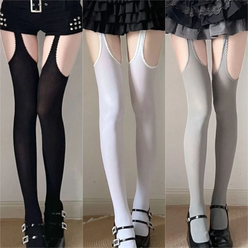 

Женские белые, черные сексуальные чулки на подтяжках JK, колготки в японском стиле, чулки до бедра в стиле Лолиты, подвязки выше колена