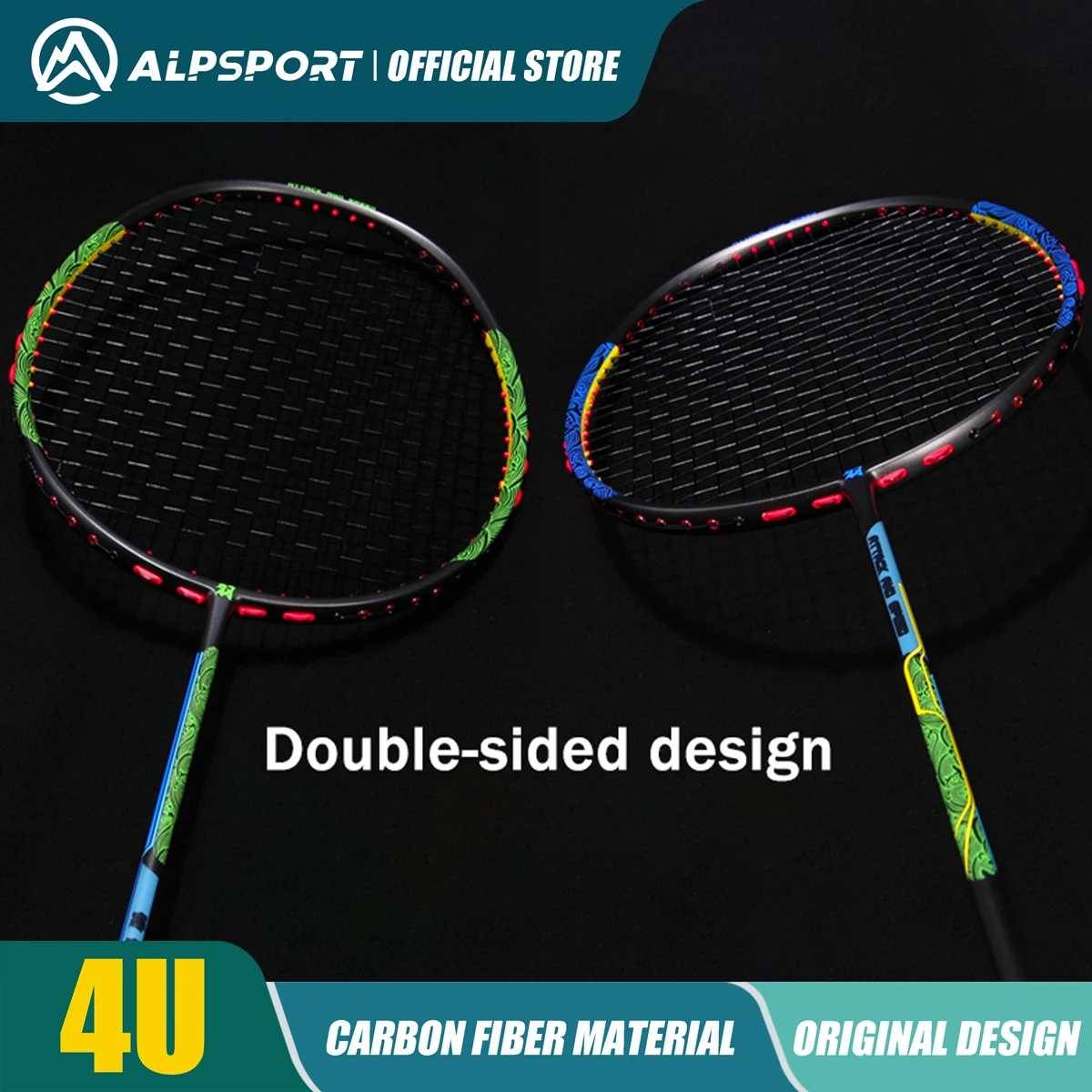 

ALP HL 4U Badminton racket Offensive Ultralight MAX 35 LBS T800 carbon fiber + titanium Heavy Racket Head and Stiff Shaft