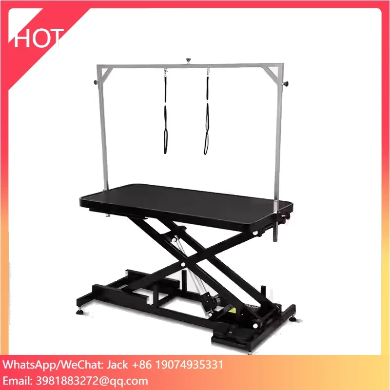 

Полностью черный регулируемый по высоте складной электрический стол для груминга собак различных размеров с защитой и функцией безопасности