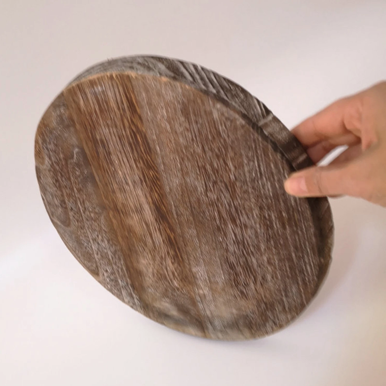 Round Natural Wooden Tray Wood Plate Tea Food Server Dishes Water Drink Dish Bamboo Display Tray for Tea Bread Fruit
