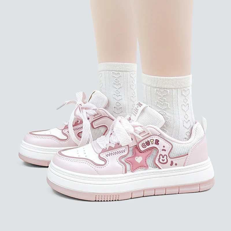 Amy e Michael 2024 estate nuove Sneakers in Mesh traspirante belle ragazze studenti Casual Chunky Pink Shoes donna donna scarpe da ginnastica