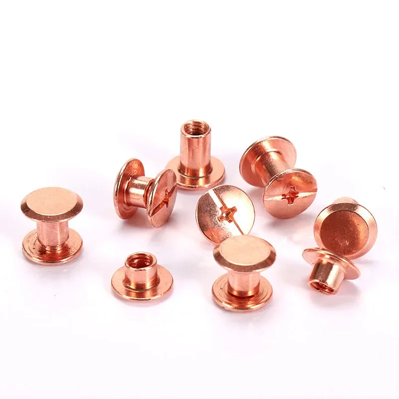 10sets Chicago Screws Rose Gold Belt Screws Carbon Steel Studs Nail Rivets for DIY Photo Album Desk Menu Fasteners