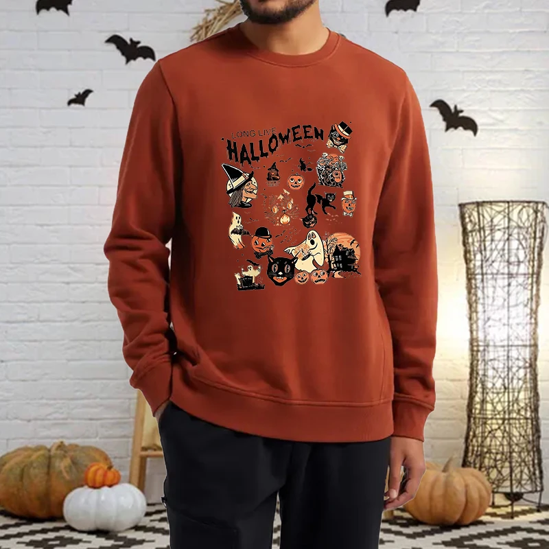 Felpa con stampa di Halloween da uomo nuova Moda autunnale Pullover girocollo a maniche lunghe di Halloween