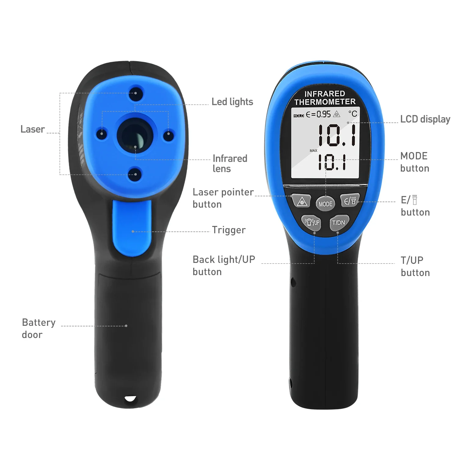 BTMETER BT-1500 High Temperature Laser Thermometer Non-Contact Infrared Thermometer -50°C To 1500°C Digital Infrared Temperature