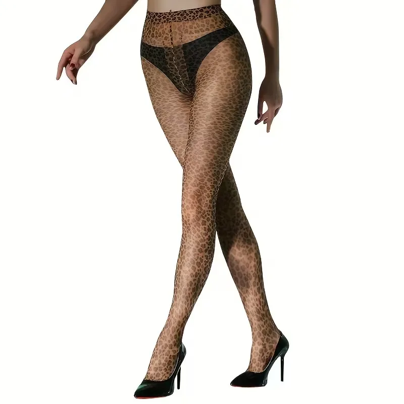 Fashion Leopard Print Pantyhose Women Sexy Tights Nylon Transparent Stockings
