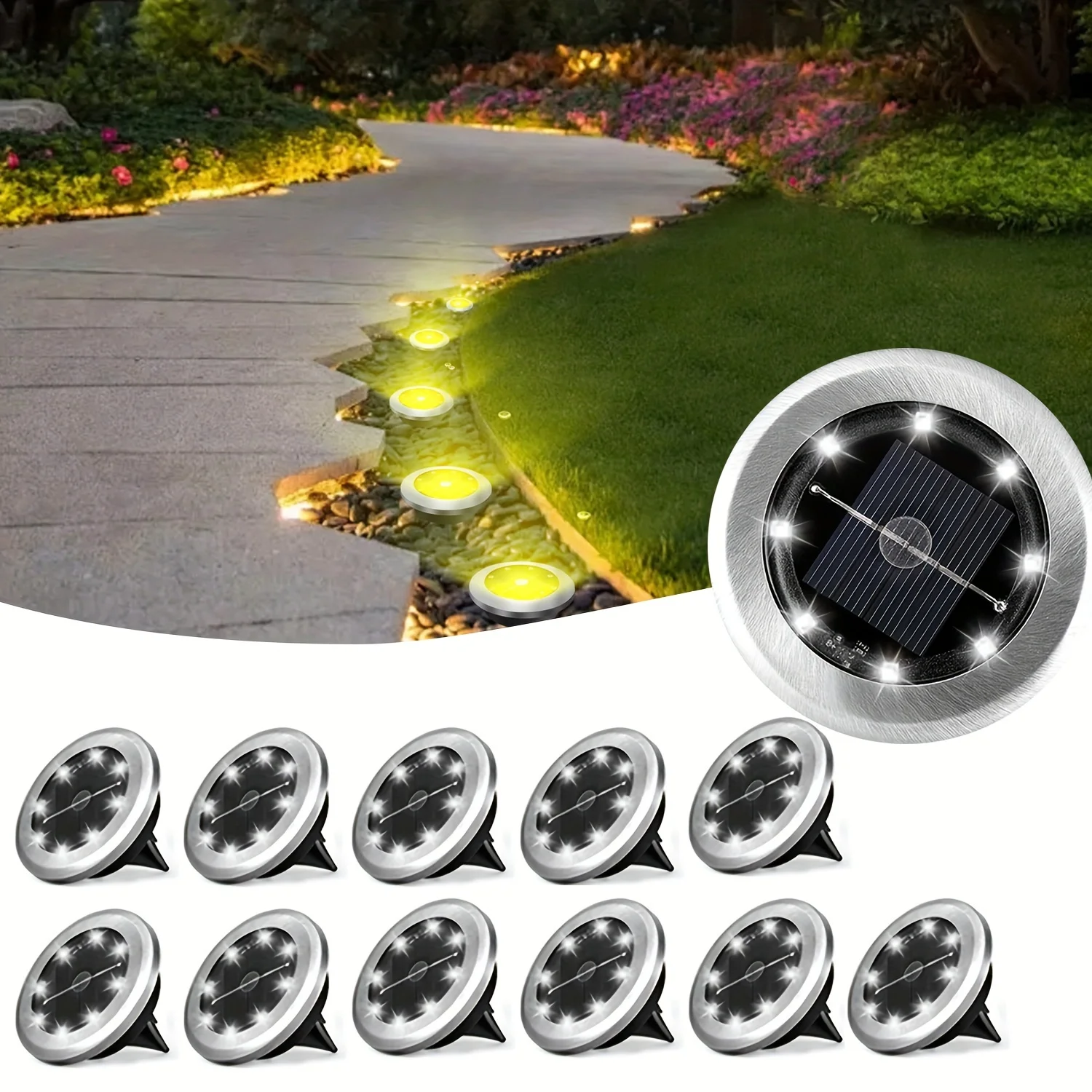 

12pc Mini Solar Ground Buried Pathway Light Outdoor Ground Waterproof Solar Lamp for Garden Sidewalk Driveway Lighting Decor