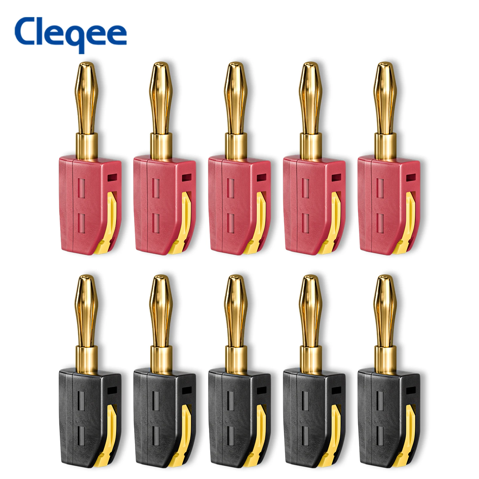 Cleqee P10064 10PCS 4mm banana plug high current quick connect gold-plated banana connector 32A electrical test