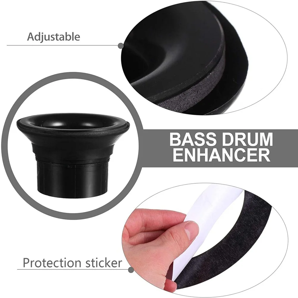 Bass Drum Enhancer ABS Rubber Bass Drum Kick Enhancer met zwarte poortgatbeschermer voor Booster Percussie-onderdelen