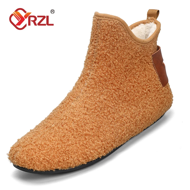 

YRZL New Cotton Shoes House Casual Men's Shoes Winter Indoor Fluffy Home Shoes for Men Outdoor Antiskid Ankle Furry Men Slippers