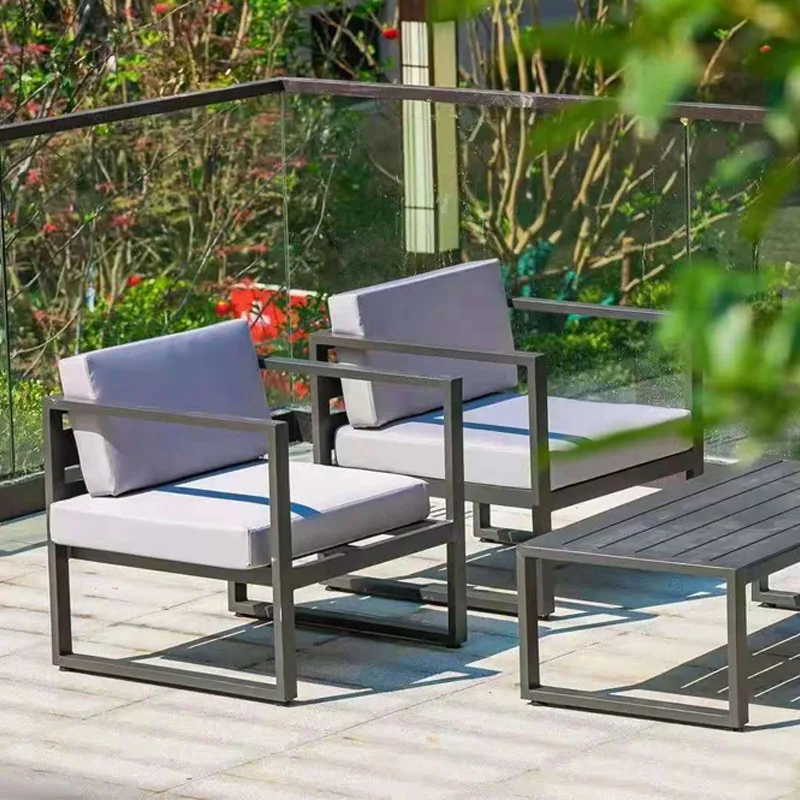 Outdoor wrought iron sofa coffee table leisure single combination garden villa rattan chair furniture