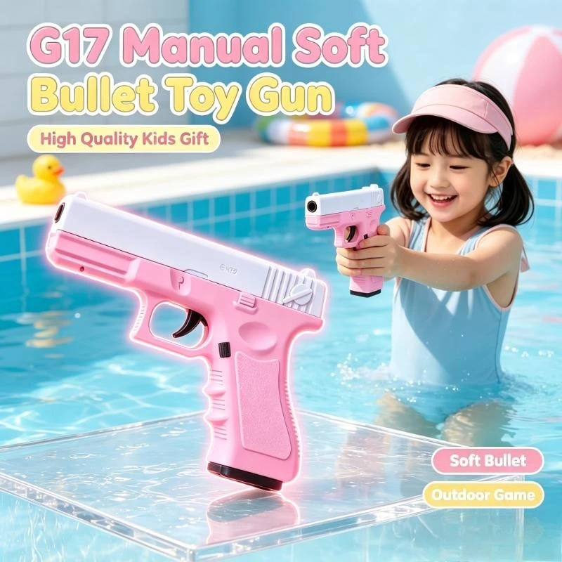 G17 Manual Soft Bullet Toy Gun High Quality Laser Lower Magazine Kids Gift Outdoor Game