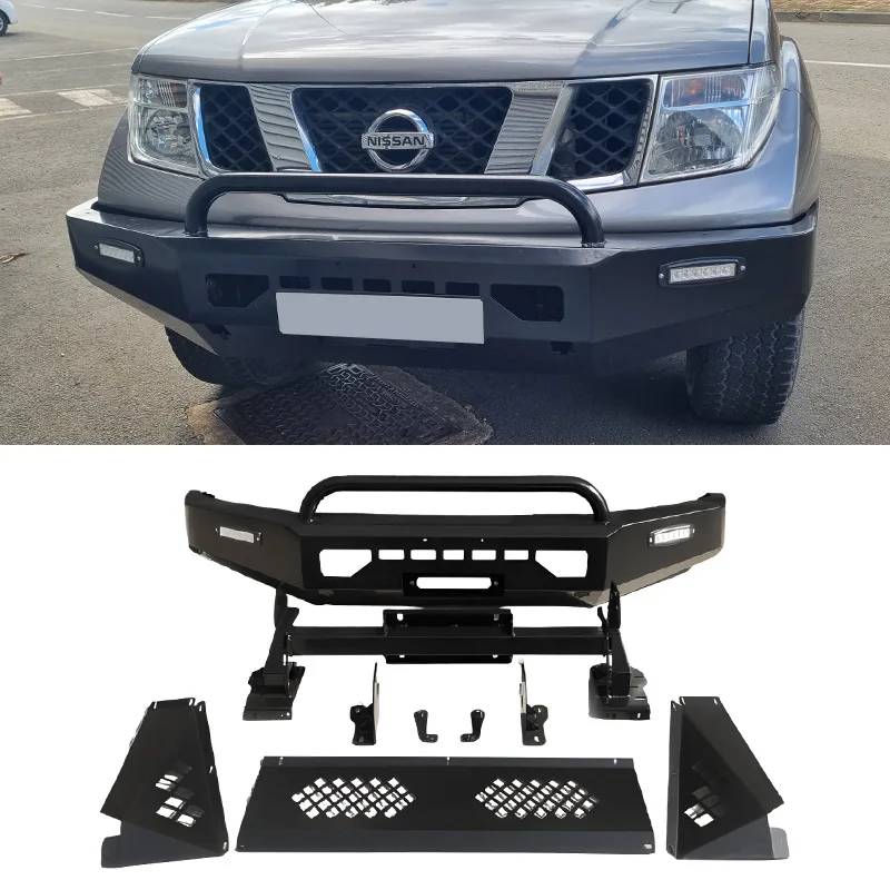 Unity 2006-2010 Navara D40 Front Bumper Small U-Shaped Anti-Collision Bar Black Carbon Steel Black Finish Screw Fixing