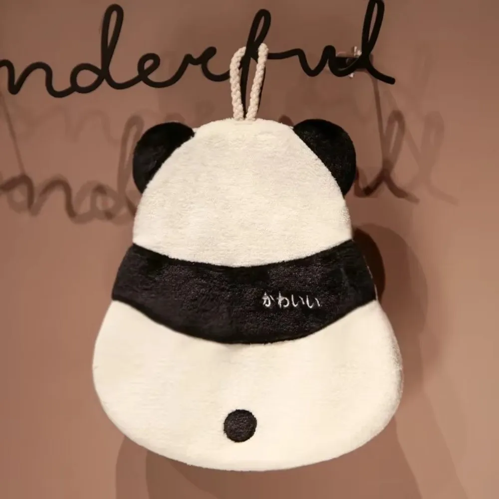 New Cartoon Coral Fleece Hand Towels Absorbent Panda Bee Shaped Hanging Terry Towel Wipe Soft Handkerchief Kitchen Bathroom