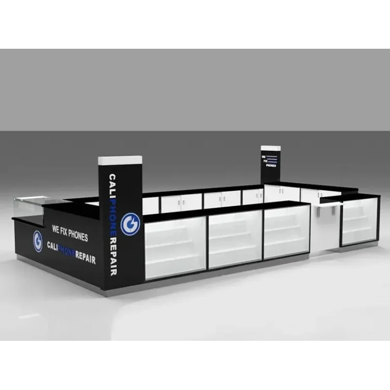 custom，Custom Tempered Glass Cellphone Repair Kiosk Design Cell Phone Showcase Display Mobile Phone Accessory Kiosk for Shopping