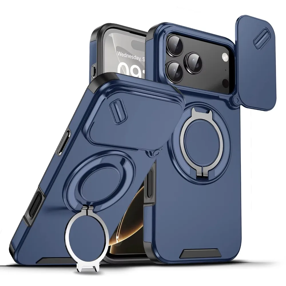 Kunststoff Für Magsafe Magnetische Telefon Fall für IPhone 17 Air 16e 16 15 Plus 14 13 12 11 Pro max Rüstung Rutsche Kamera Schutz Abdeckung