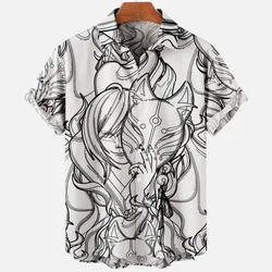 2023 Devil Horror 3d Print Hawaiian Shirt Men Clothes Breathable Loose Men's Shirts Male Short Sleeve Summer