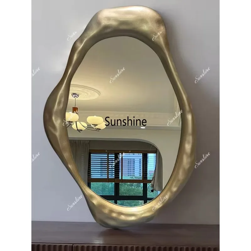 American Classical Edge Mirror Art Irregular Wall Hanging Makeup MirrorT*