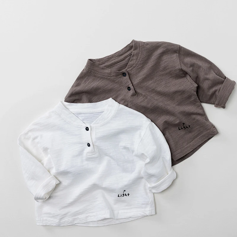MILANCEL Autumn Kids Bottoming Shirt 1-6T Simple Letter Boys Cotton Undershirts Korean Loose Thin Children Clothes Tops