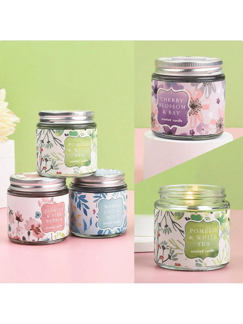 1 Stück 160g Glasgefäß mit Duftkerze aus Sojabohnen, rauchfrei, mit Seerose-Duft, rauchfrei und umweltfreundlich für das Schlafzimmer.
