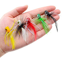 5PCS Topwater Fly Fishing Popper Floating Dry Flies Bugs Insect Lure Mayfly Hook for Bass Trout Sunfish Salmon Artificial Bait