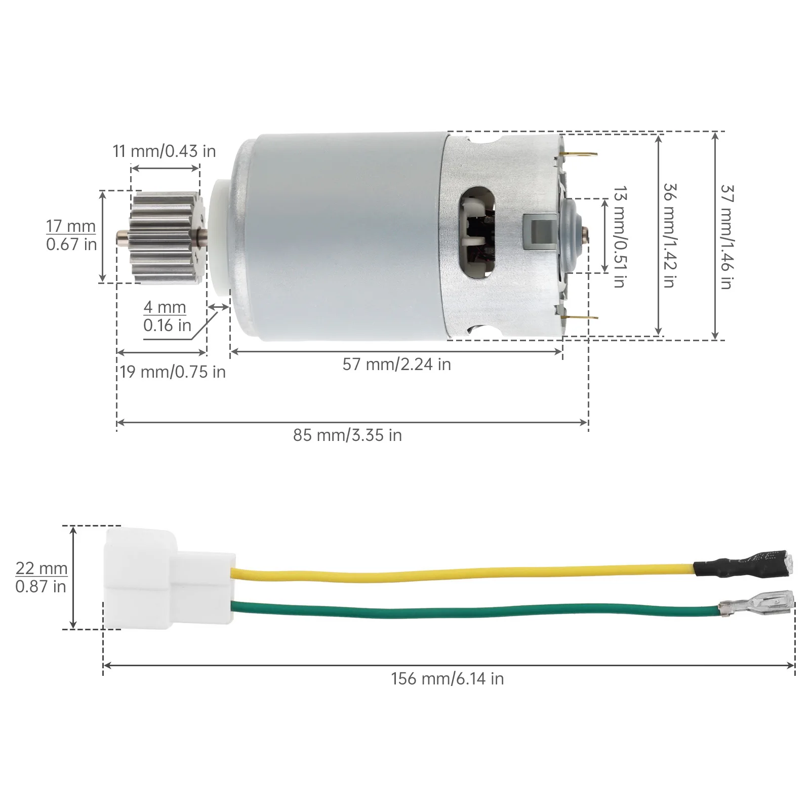 15/19 Teeth RS555 DC Motor 24V 18000-40000RPM High Speed 7R Motor Pinion Gears Motor for Remote Control Ride on Car Upgraded