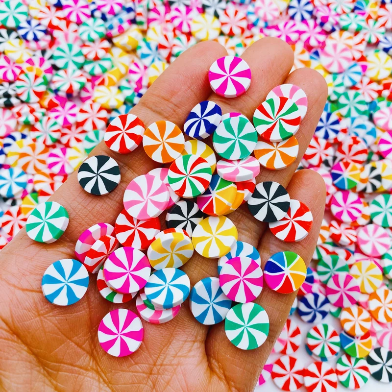 50g/Lot Hot Selling 10mm Christmas Peppermint Candy Sprinkle, Slice for Crafts Making, Phone Deco, DIY Scrapbooking