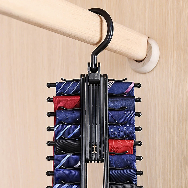

1PC Cabinet 20 Bow Tie Storage Rack Belt Silk Scarf Shelf Adjustable 360 Degree RotatingOrganizer Hangers Men's Ties Rack