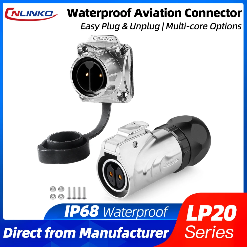 

CNLINKO LP20 Metal Reverse Mount Soldering Wire Waterproof Electrical Connector Corrosion-Resistant Gold-plated Pin Connectors