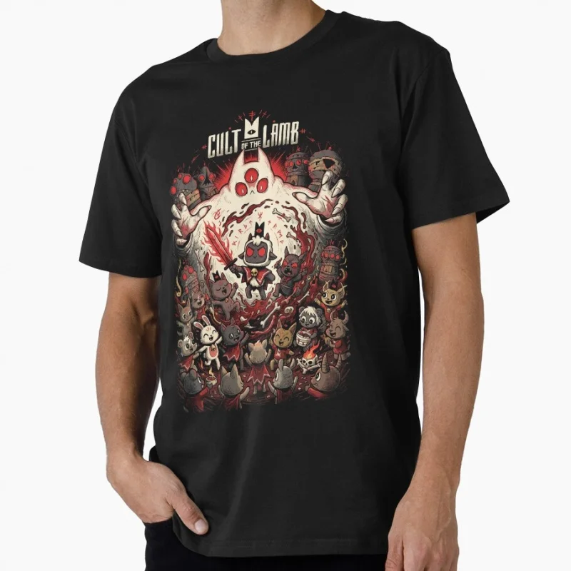 Cult of the Lamb Themed 0428 Horror game Gift T-Shirt for gamer 100% Cotton Short-Sleeve Unisex Tee All Size Tops S–6XL