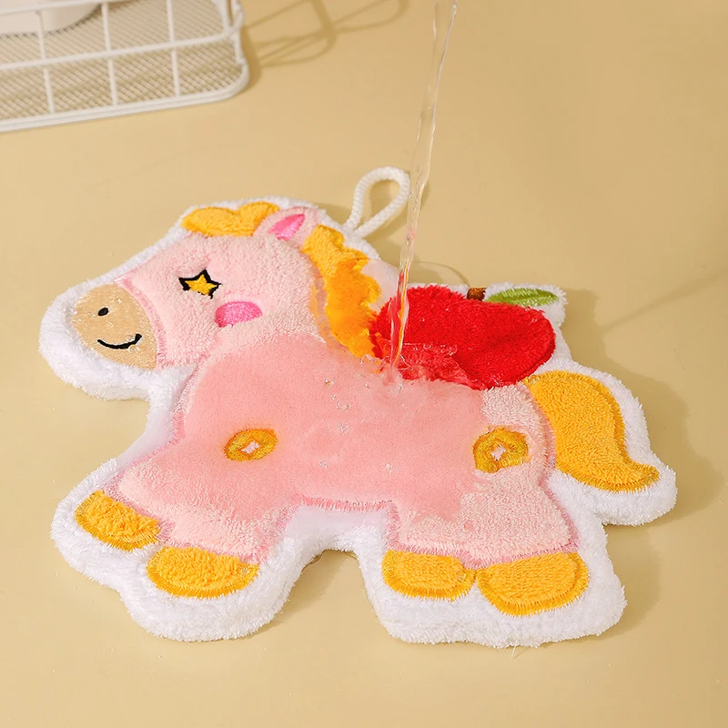 

1 шт. креативное милое новогоднее полотенце в виде пони из кораллового флиса для дома, кухни, ванной комнаты, утолщенное, висячее, впитывающее