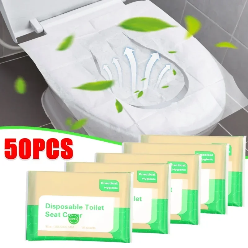 10/50PCS Portable Disposable Toilet Seat Cover Degradable Waterproof Toilet Seat Mats Soluble Water Covers for Bathroom Supplies