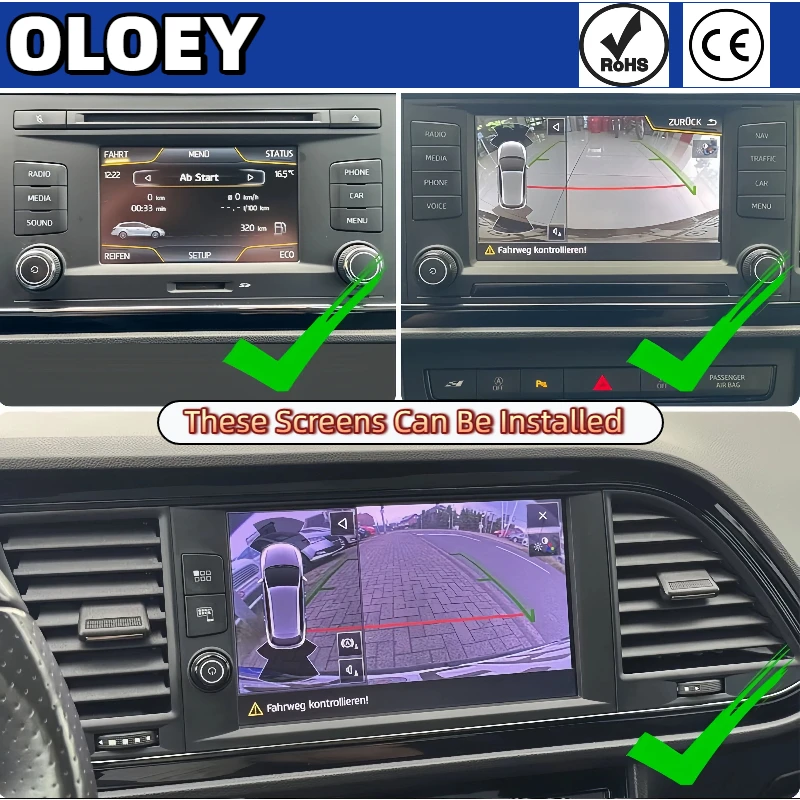 Do Seat Leon MK3 5F FR LE 2013 ~ 2020 Oryginalny Ekran Ulepszony z Dynamicznymi Liniami Pomocniczymi, Klamka Klapy Bagażnika z Kamerą Cofania — zdjęcie 3