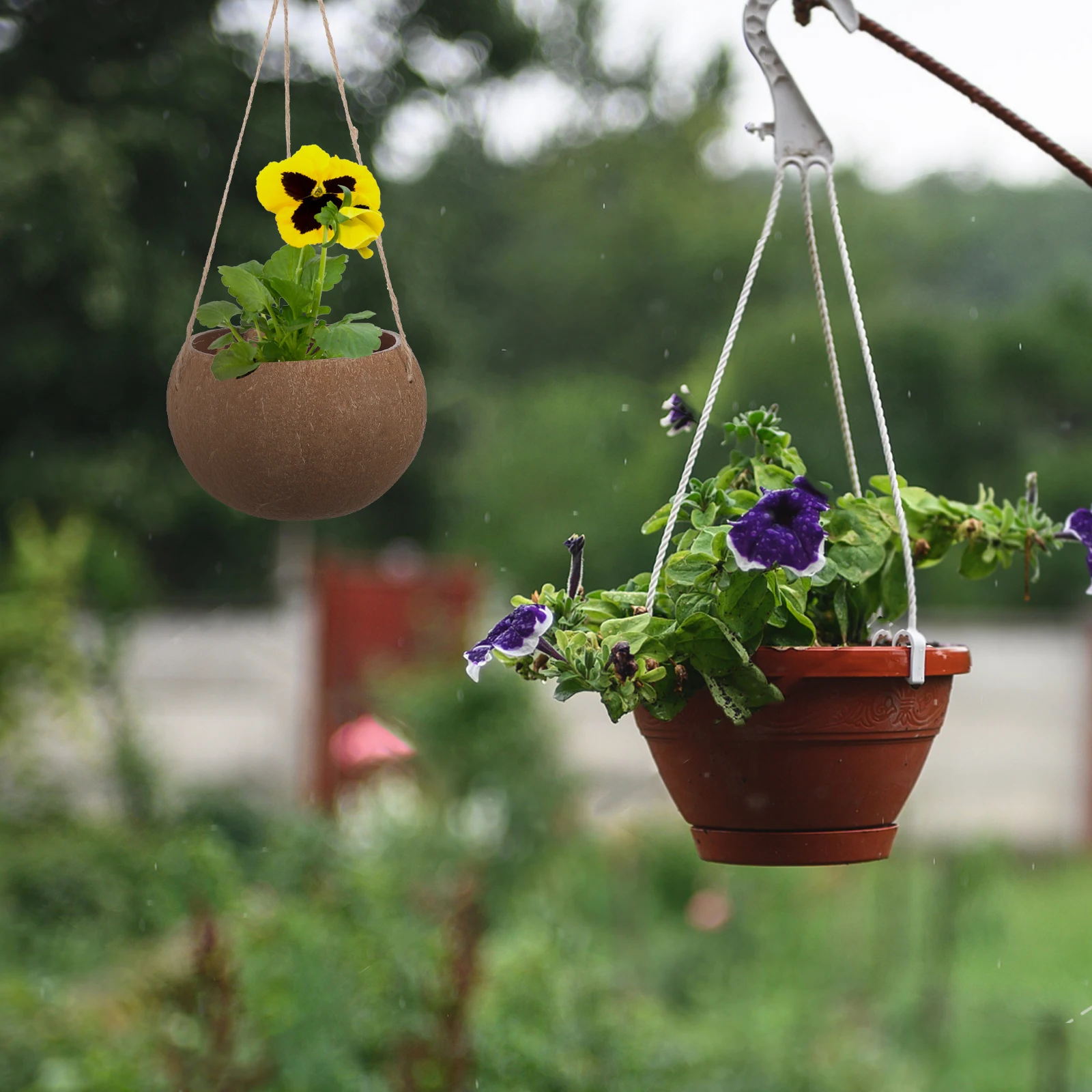 

Coconut Shell Hanging Flower Pot Garden Porch Decoration Planters Watering Baskets for Plants Outdoor Home