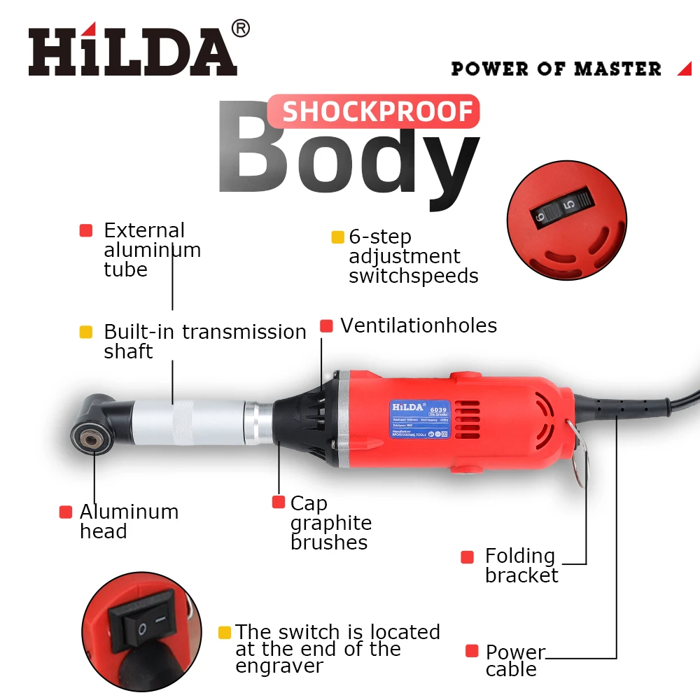 هيلدا 6 سرعات متغيرة سيراميك الجمال الخياطة أداة 380 واط الكهربائية مستقيم طاحونة آلة التنظيف طاحونة ساندر الملمع