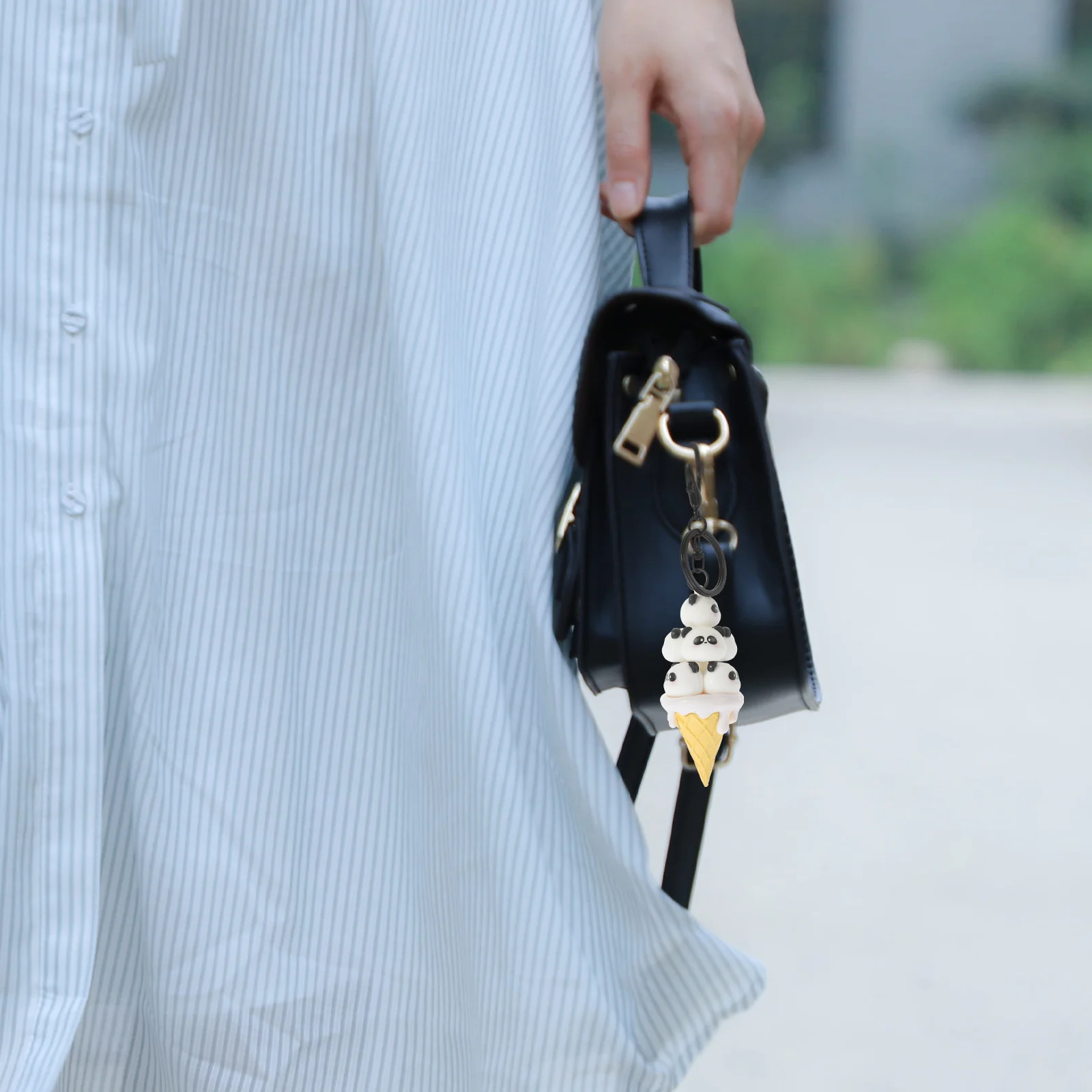 พวงกุญแจไอศกรีมแพนด้า พีวีซี รูปสัตว์ ของตกแต่งกระเป๋า กุญแจรถ ของประดับตกแต่งน่ารัก ของขวัญงานฝีมือ ของขวัญวันเกิดแฟนหนุ่ม