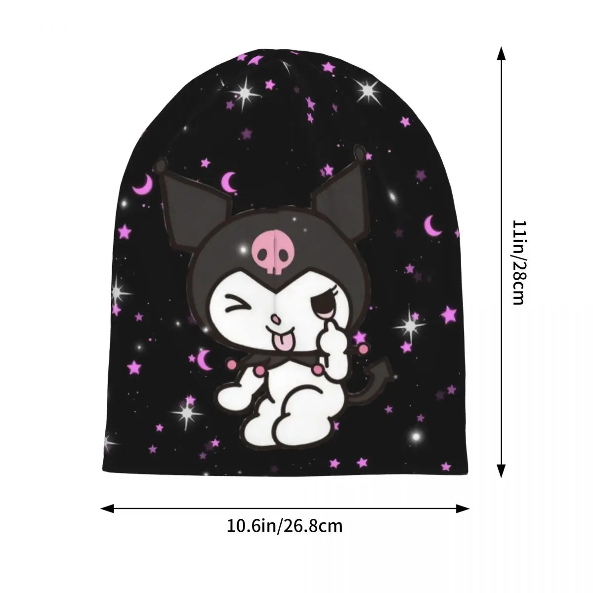 Style japonais Kuromi Skullies bonnets chapeaux Anime décontracté hommes femmes casquettes d'extérieur chaud tête enveloppement Bonnet chapeau