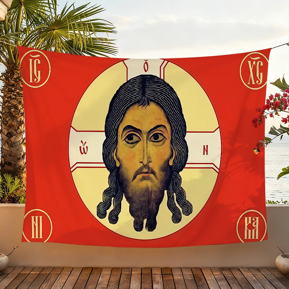 Jesus Christ Holy Face flag Room Decoration Wall Tapestry Hanging Aesthetic Bedrooms Advertising Banner