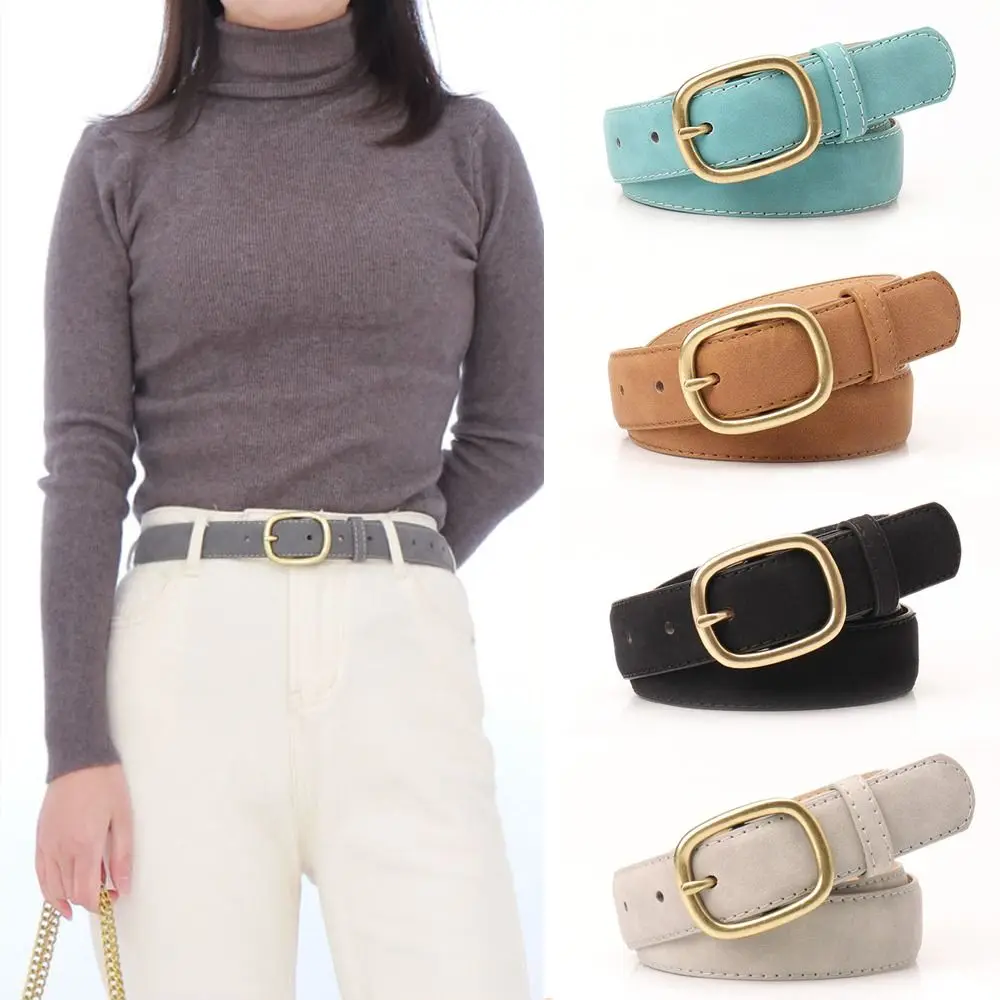 

Trendy Pin buckle Suede Leather Belt Casual Luxury Design Business Waist Belt Retro Waistband For Women