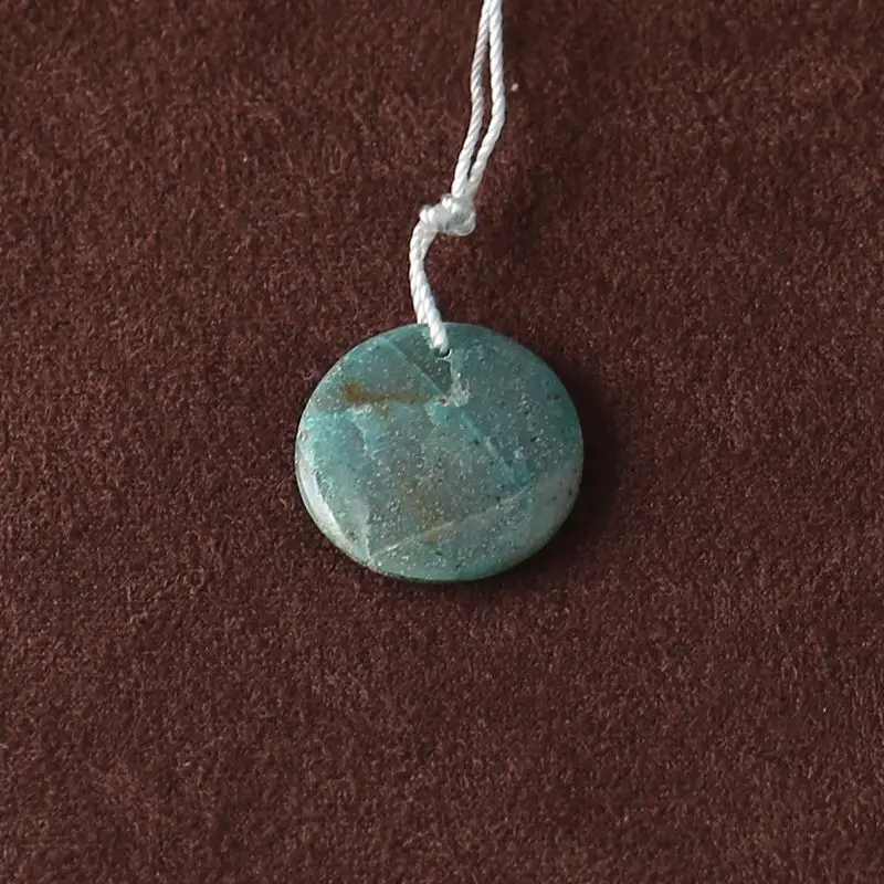 

Круглый кулон из хризоколла: Одиночный шарм из зеленого натурального камня, идеально подходит для ювелирных изделий ручной работы 19x19x4 мм-2,1 г